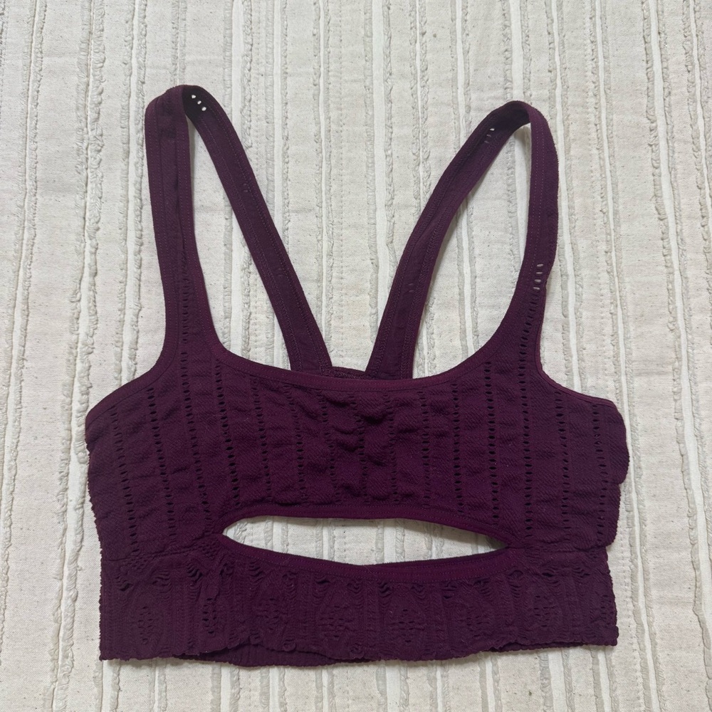 Free People Keyhole Burgundy Bralette seamless eyelet deep burgundy